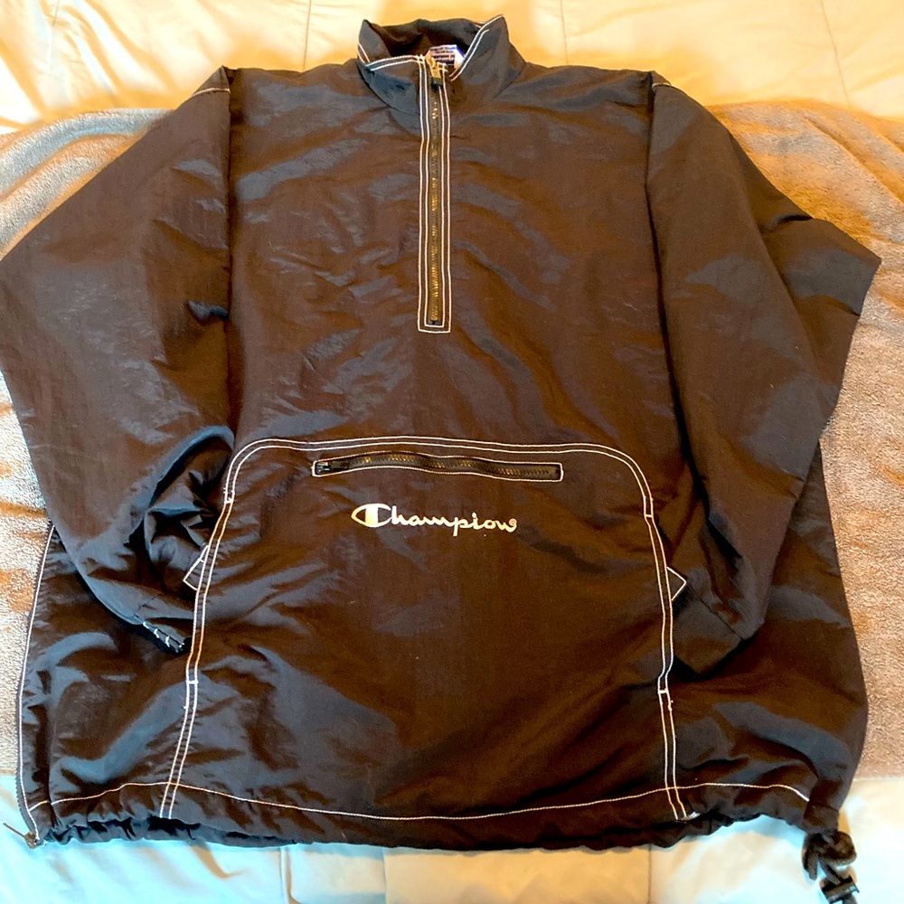 90s oversized vintage champion 1/4 zip shell jacket